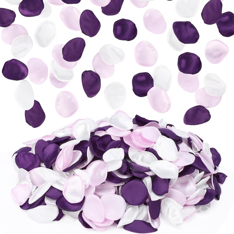 Suream Purple Silk Flower Petals for Wedding, 600 Pcs Flower Girl Petals for Decoration, Silk Rose Petals for Bridal Shower Wedding Aisle Table Centerpieces Reception Tables Romantic Night Decoration - Image 1