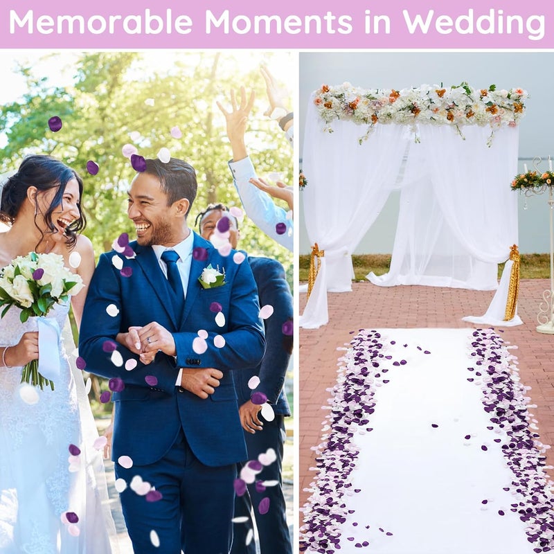 Suream Purple Silk Flower Petals for Wedding, 600 Pcs Flower Girl Petals for Decoration, Silk Rose Petals for Bridal Shower Wedding Aisle Table Centerpieces Reception Tables Romantic Night Decoration - Image 3