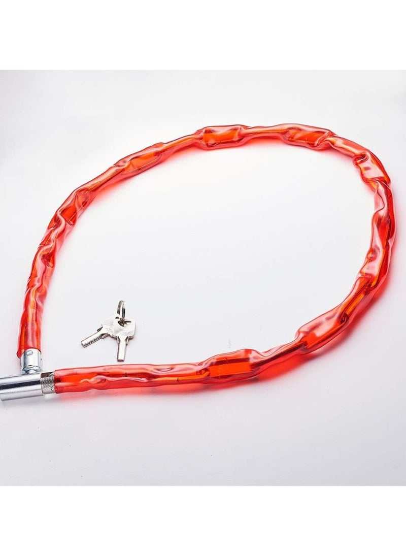 قفل سلسلة، مغلف بالبلاستيك الناعم لقفل أمان معدني للدراجات النارية والدراجات - احمر - Image 3