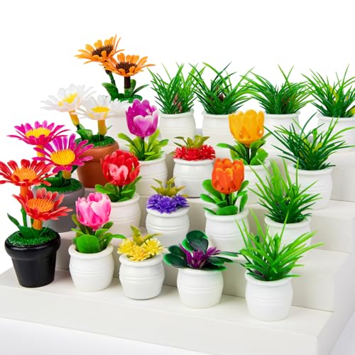 FFNIU 26Pcs Dollhouse Plant Miniature Bonsai Plant Mini Potted Plants Flower for Dollhouse Decoration Christmas Birthday Present DIY - Image 1