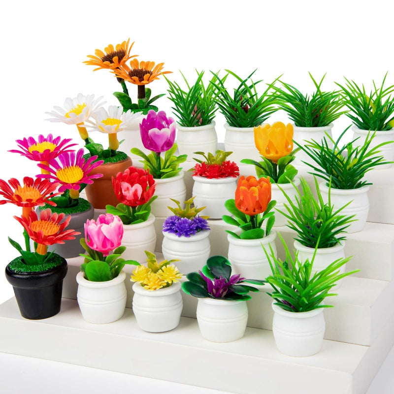 FFNIU 26Pcs Dollhouse Plant Miniature Bonsai Plant Mini Potted Plants Flower for Dollhouse Decoration Christmas Birthday Present DIY - Image 3