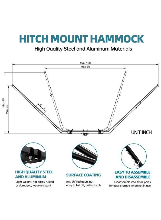 CROSSHIP Hitch Mount Hammock & Chair Stand - Fits 2in Hitch Receiver - Includes Parachute Nylon Hammock, Hammock Chair & Storage Bag - for Camping, Outdoor, Travel (350lbs Weight Capacity) - Image 3