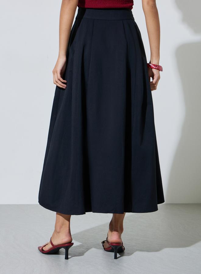Styli Black Knife Pleated A-Line Maxi Skirt - Image 5