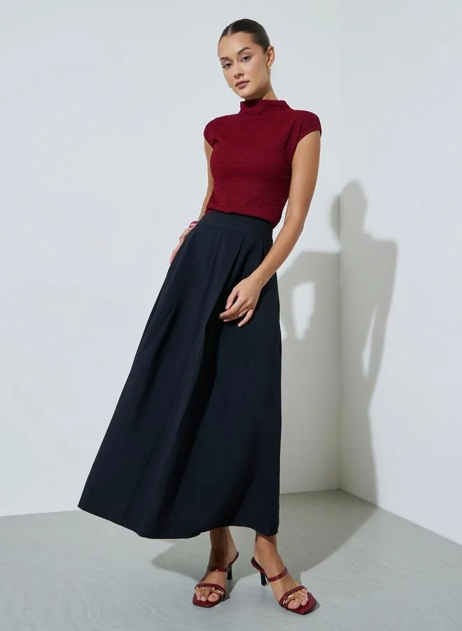 ستايلي Black Knife Pleated A-Line Maxi Skirt