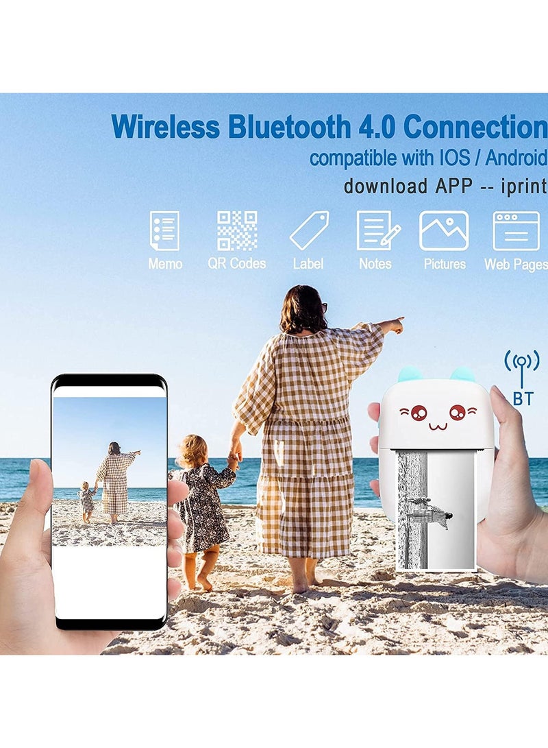 general Pocket Mini Printer, Portable Bluetooth Thermal Printer with 3 Rolls of Paper for iOS Android - Image 4