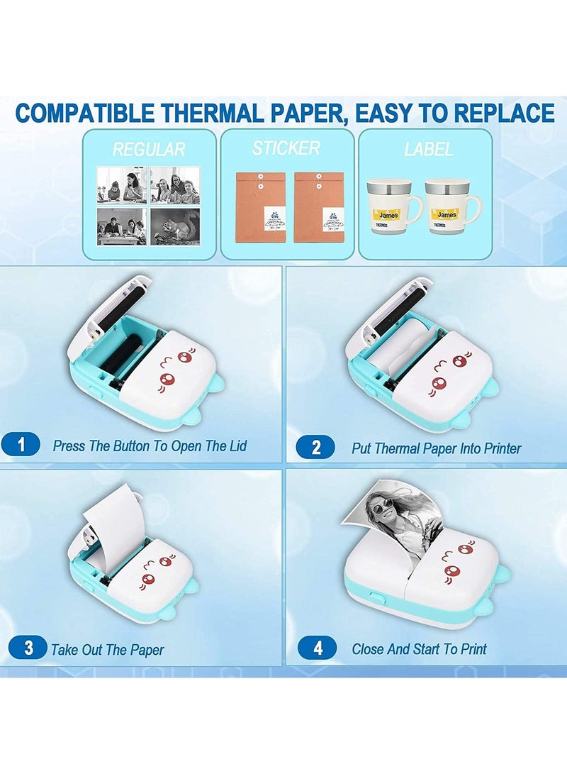 general Pocket Mini Printer, Portable Bluetooth Thermal Printer with 3 Rolls of Paper for iOS Android - Image 5