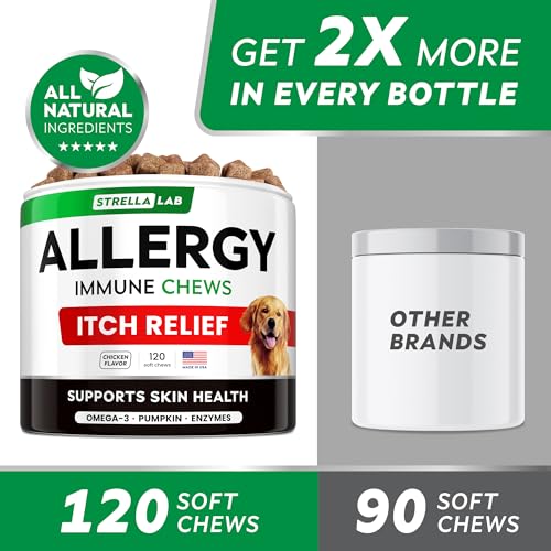 StrellaLab Dog Allergy Relief & Anti Itch Support Chews w/Omega 3: Real Ingredients, Real Taste! Skin & Coat Immune Supplement w/Fish Oil, Pumpkin & Enzymes — Developed by Experts - Made in USA -120Ct - Image 5