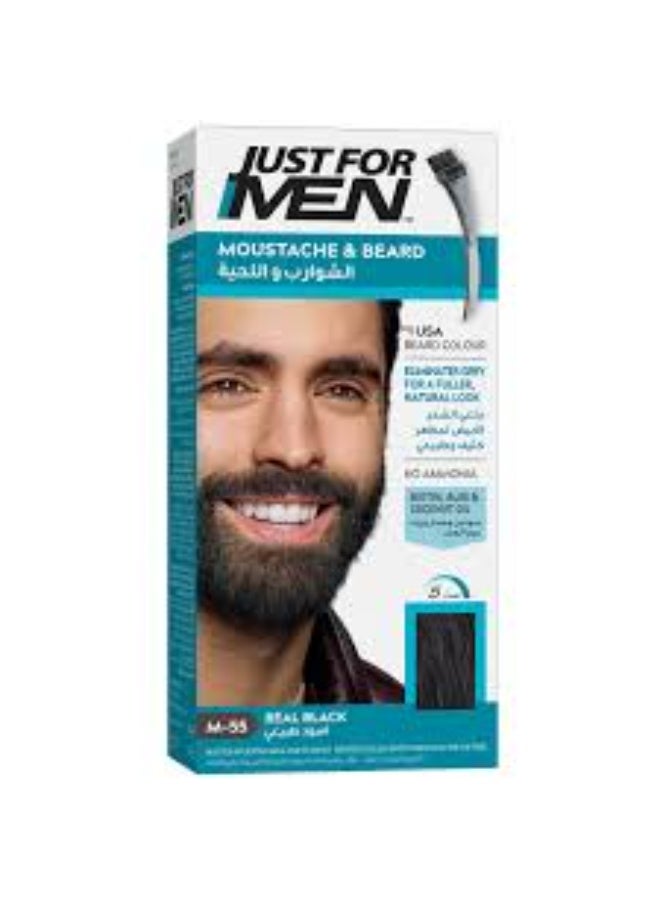 JUST FOR MEN MOUSTACH & BEARD  COLOUR REAL BLACK M-55