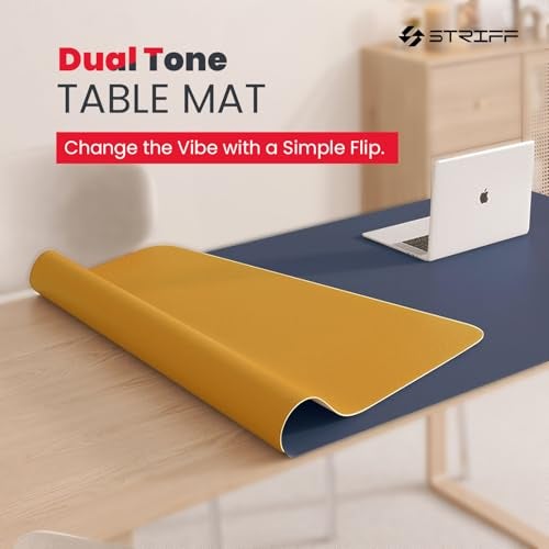 STRIFF Desk Pad Protector, Mouse Pad, Office Desk Mat, Non-Slip PU Leather Desk Blotter, Laptop Desk Pad, Waterproof Desk Writing Pad for Office and Home (Blue) - Image 2