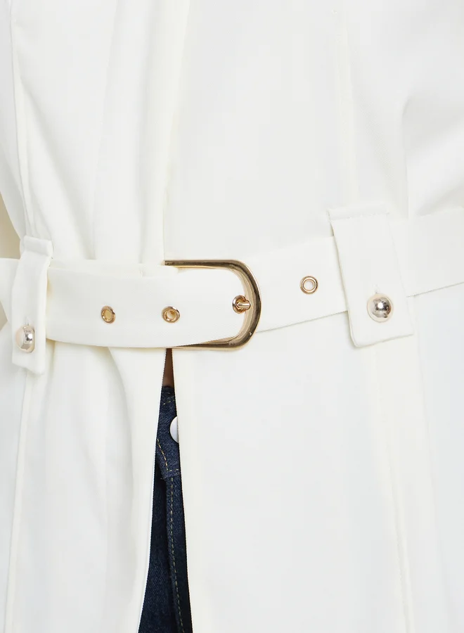 Styli Styli Women Off White Belted Blazer