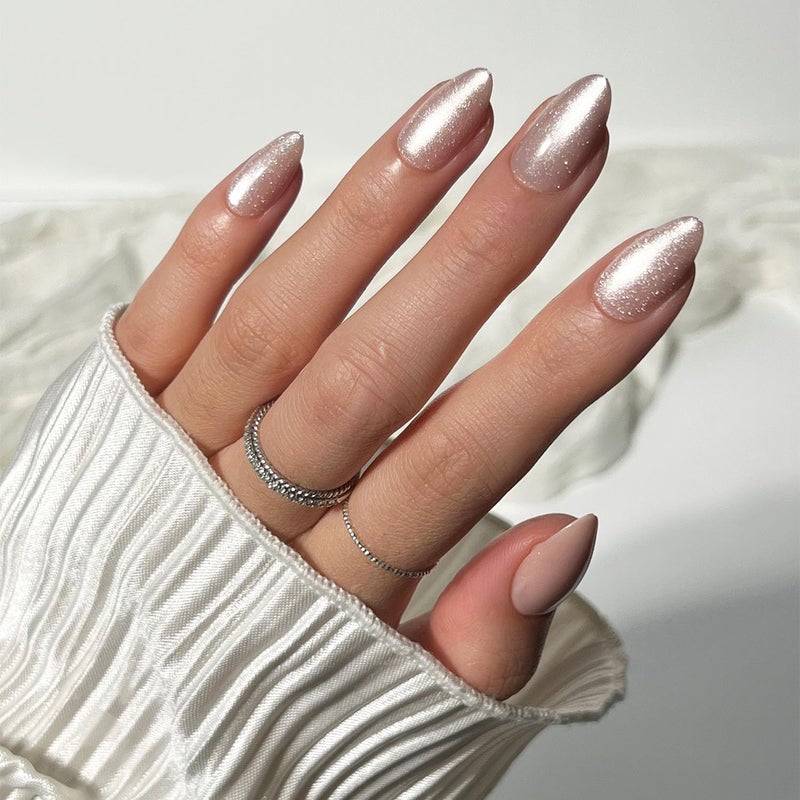 Glamnetic Press On Nails The Vow Short Almond Fake Nails Nude with a Glossy Velvet Finish Salon Quality 15 Sizes 30 Nail Kit with Glue - Image 2