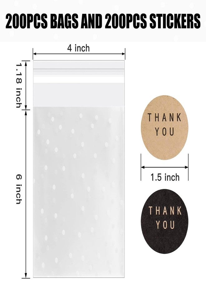 YunKo Self Sealing Cookie Bags, 200 Pack 4x6 inch Polka Dot for Bakeries - Image 3