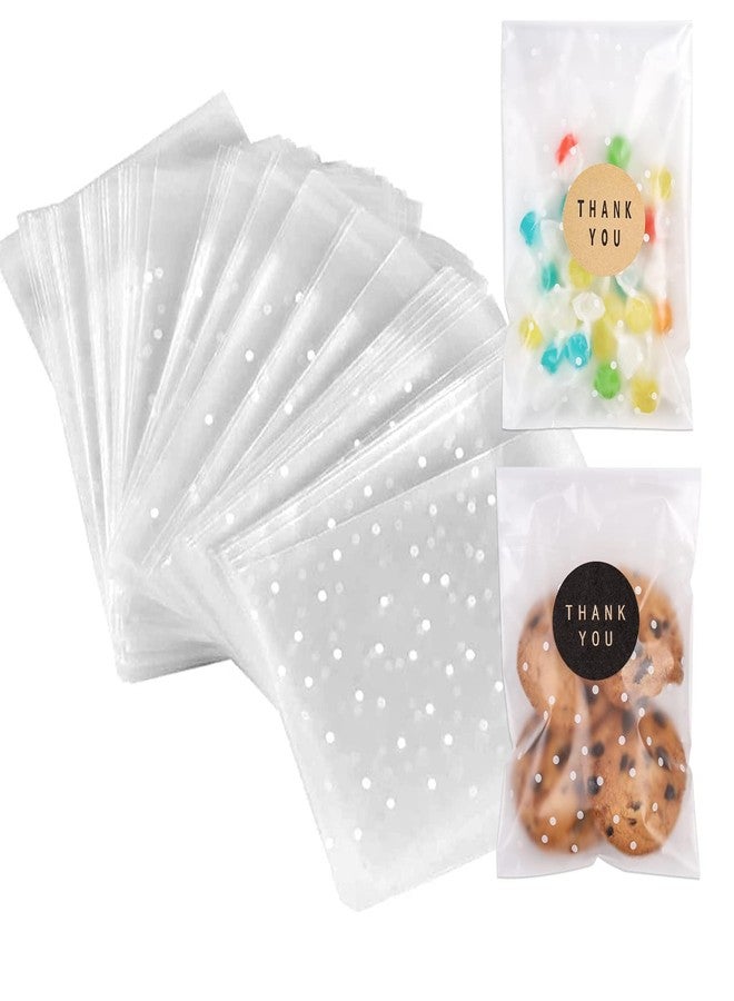 YunKo Self Sealing Cookie Bags, 200 Pack 4x6 inch Polka Dot for Bakeries - Image 1