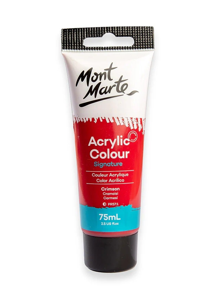 Mont Marte Signature Acrylic Colour Paint Tube 75ml Content Crimson - Image 1