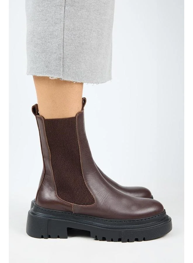 Manijero  Gitana Women's Real Leather Side Elastic Dark Coffee Boot. for Women | Best Price UAE