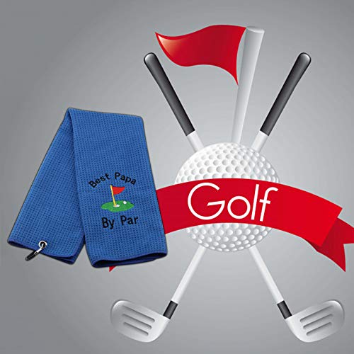 JXGZSO Dad Golf Towel Embroidered Golf Towel Gift Golf Father Gift Embroidered Golf Towel with Clip (-Best papa by par) - Image 5