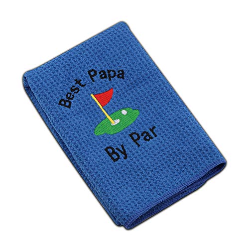 JXGZSO Dad Golf Towel Embroidered Golf Towel Gift Golf Father Gift Embroidered Golf Towel with Clip (-Best papa by par) - Image 2