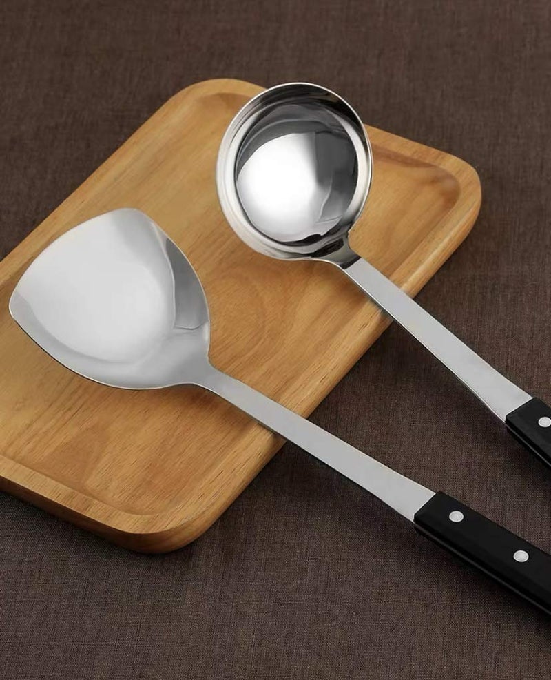 ONICORN Stainless Steel Spatula Vegetable Shovel and Soup Ladle Spoon Set with Heat Resistant Nylon Handle2pcs  - Image 3