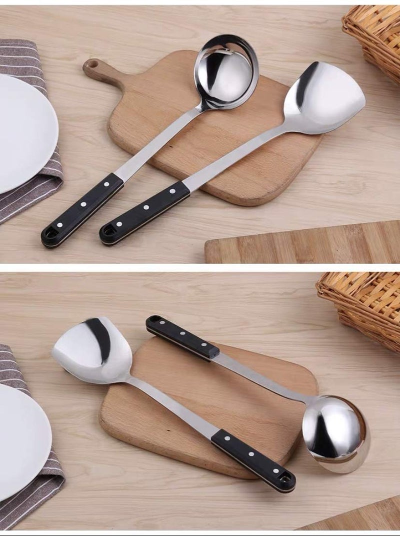 ONICORN Stainless Steel Spatula Vegetable Shovel and Soup Ladle Spoon Set with Heat Resistant Nylon Handle2pcs  - Image 2