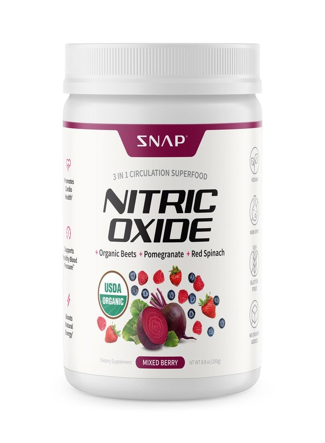 Snap Supplements Organic Beet Root Powder Nitric Oxide Supplement for Men & Women, Red Spinach & Pomegranate, Supports Healthy Energy & Blood Pressure Already in Normal Range, 30 Servings, Mixed Berry - Image 1
