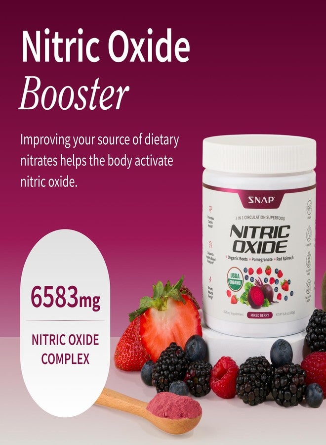Snap Supplements Organic Beet Root Powder Nitric Oxide Supplement for Men & Women, Red Spinach & Pomegranate, Supports Healthy Energy & Blood Pressure Already in Normal Range, 30 Servings, Mixed Berry - Image 2