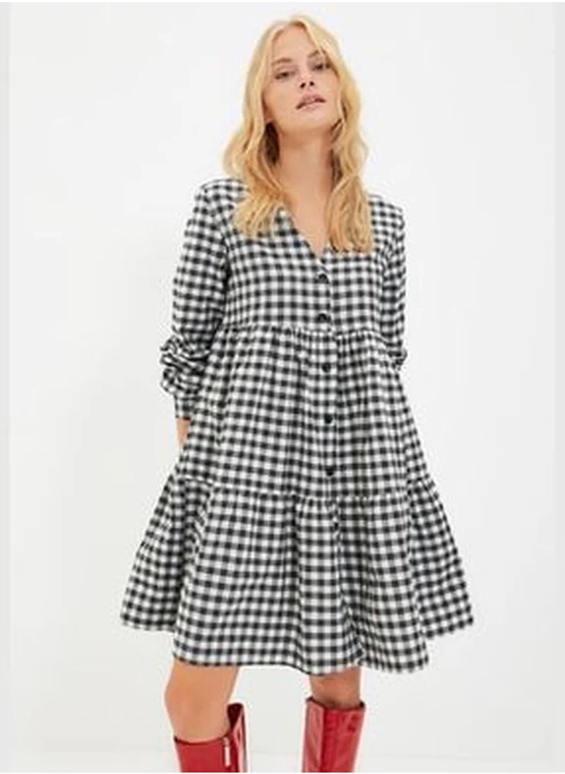 trendyol Black Mini Woven Checkered Dress TWOAW21EL0447