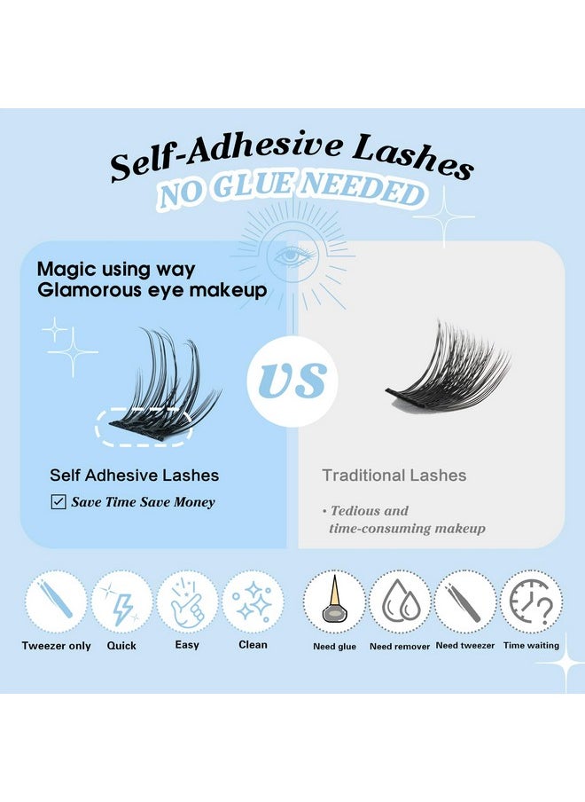 KevKev - Self Adhesive Eyelashes 40Pcs Press On Lashes No Glue Needed Self Adhesive Lash Clusters Reusable Pre-Glued Eyelashes With Tweezers Diy Lash Extension Kit For Beginners (Misty, D-10-18Mm) - Image 1