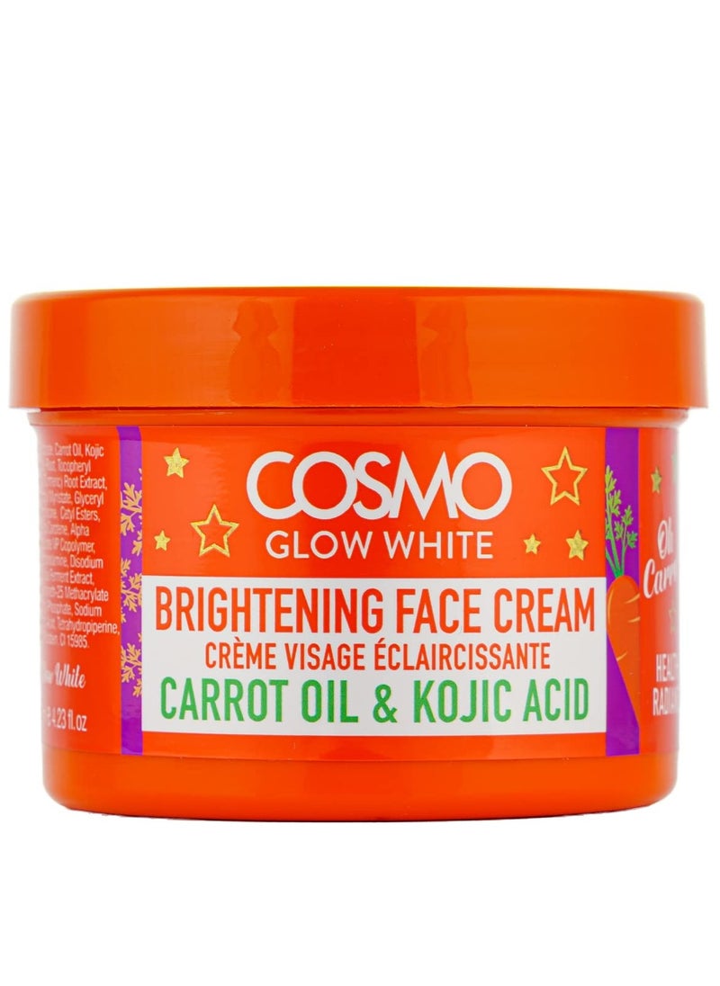 COSMO Cosmo Glow White Brightening Face Cream 125ml, Carrot Oil and Kojic Acid, Soothing and Moisturizing, Enhances the Skin's Natural, For Men and Women 