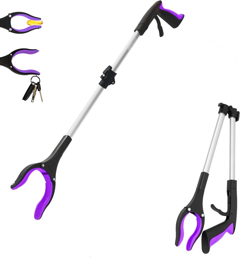 GrabRunner 32 inch GrabRunner Heavy Duty(up to 10 lbs) Reacher Grabber Tool with Strong Magnetic (Purple(1Pack)) - Image 1