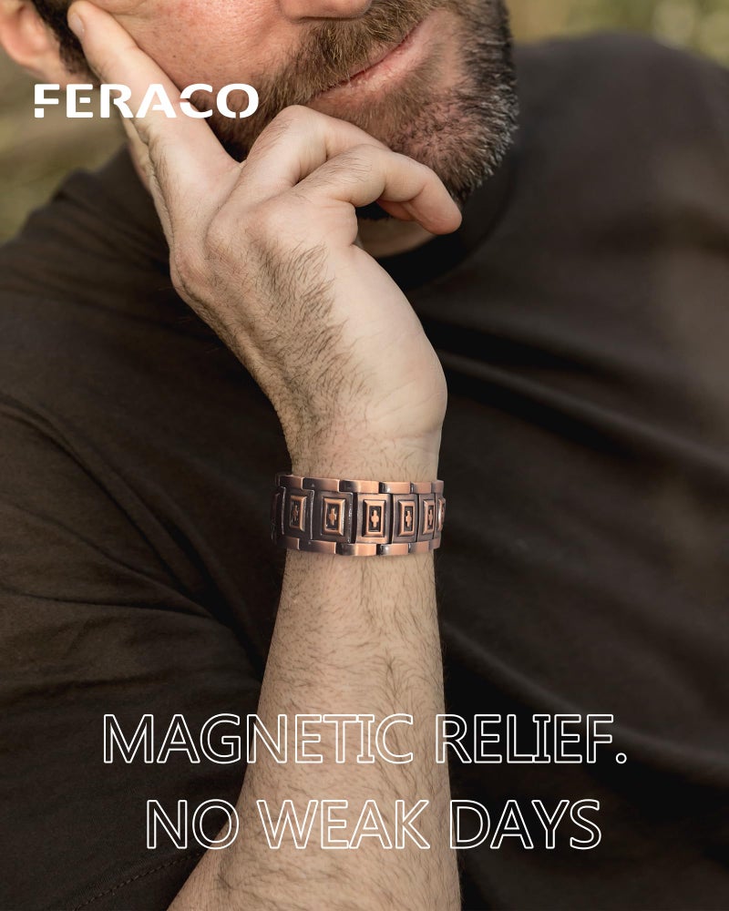 Feraco 3X Strength Copper Magnetic Cross Bracelet for Men - 99.99% Pure Copper with 3800 Gauss Magnets,Gifts for Him - Image 4