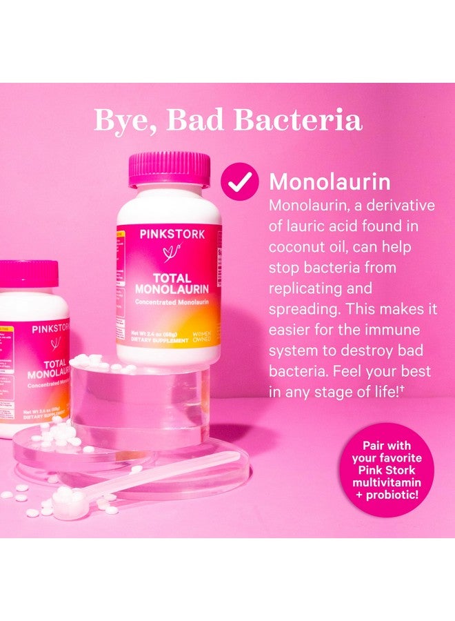 Pink Stork Total Monolaurin Supplement - Gut Health, Immune Support, Metabolism and Digestive Wellness, Vaginal Health, Morning Sickness Support, Pregnancy Must Haves, Concentrated Monolaurin, 2.4oz - Image 2