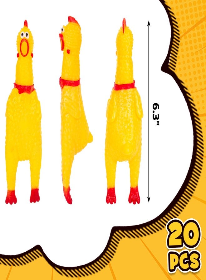 POPLAY 20PCS Squeaky Rubber Chickens, Screaming Chickens Bulk Prank Novelty Toys Pet Toys for Party Favors Family Game Dog Toys Noise Maker - Image 2