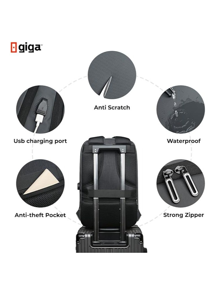 Giga EG 605 Multi-Layer Large Capacity, Wear Resistant,Waterproof Fabric with USB Laptop Backpack  - Image 4