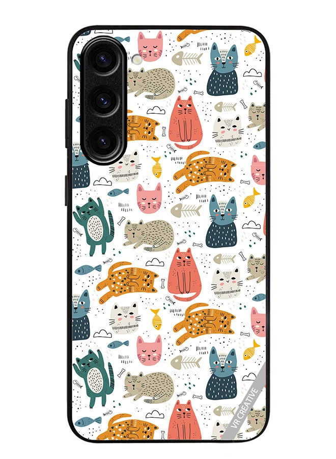 VR CREATIVE Protective Case Cover For Samsung Galaxy S23 Chilling Cat Pattern Design Multicolour - Image 1