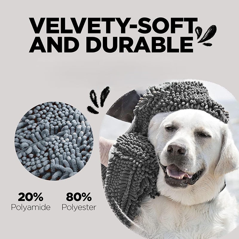 ABUDIT Microfiber Ultra Soft&Absorbent Grooming Towel for Drying Medium&Large Dogs&Cats of All Breeds,Quickly with Hand Pockets for Wet Pets,Perfect Handling&Grip for Bath/Rain/Beach,Polished. - Image 3