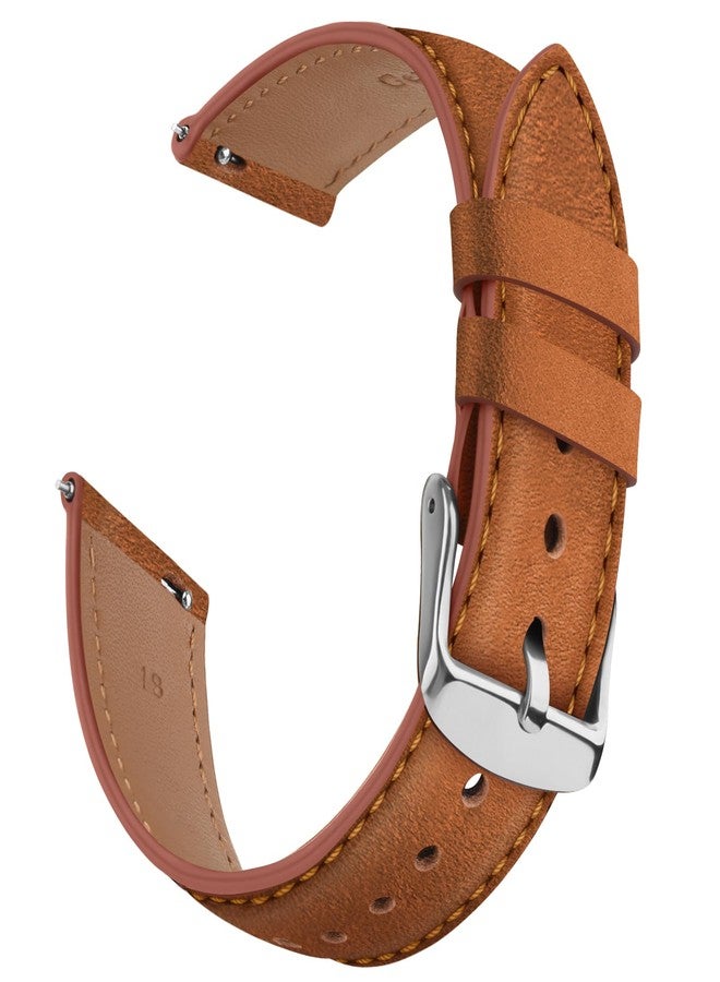 Meliya 18mm Leather Bands for Garmin Venu 3S / Vivoactive 4S / Venu 2S / Vivomove 3S Watch Band Women Men, Genuine Leather Replacement Straps for Garmin Forerunner 255S/265S Smart Watch (Brown) - Image 2