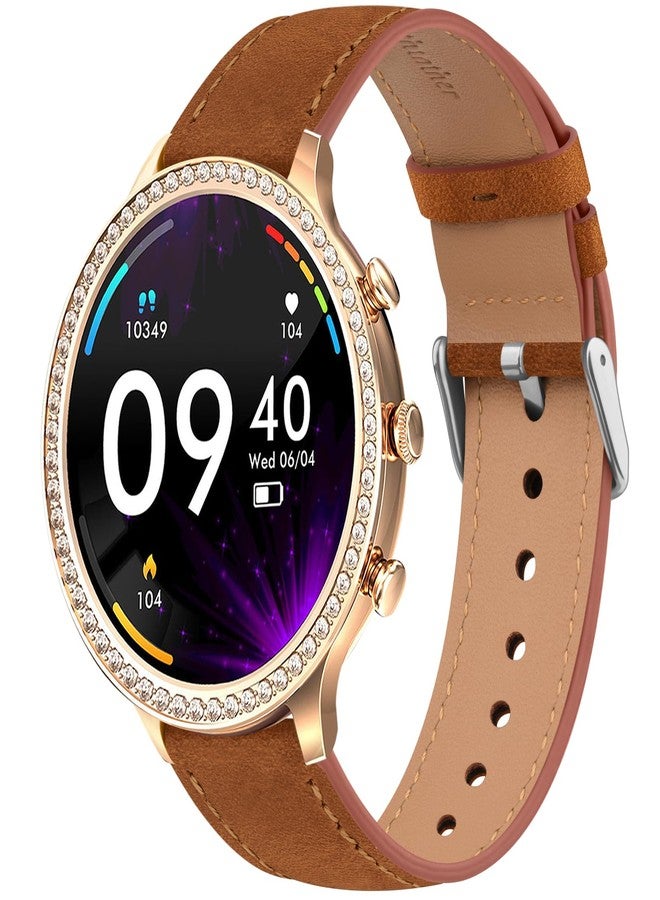 Meliya 18mm Leather Bands for Garmin Venu 3S / Vivoactive 4S / Venu 2S / Vivomove 3S Watch Band Women Men, Genuine Leather Replacement Straps for Garmin Forerunner 255S/265S Smart Watch (Brown) - Image 1