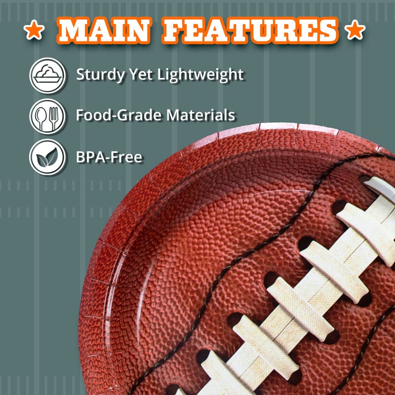 Confettiville Party Paper Plates  50-Count Disposable Dinner Plates  Football Party Supplies  Football Laces - Image 5