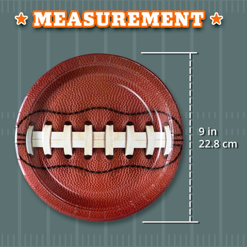 Confettiville Party Paper Plates  50-Count Disposable Dinner Plates  Football Party Supplies  Football Laces - Image 4