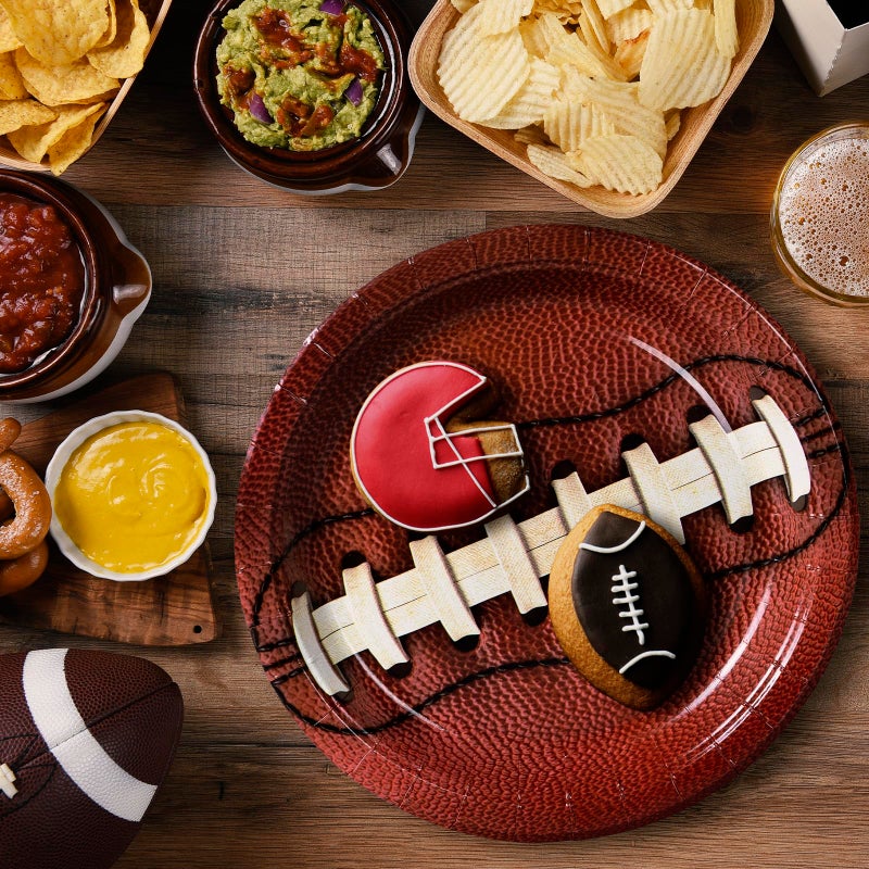 Confettiville Party Paper Plates  50-Count Disposable Dinner Plates  Football Party Supplies  Football Laces - Image 3