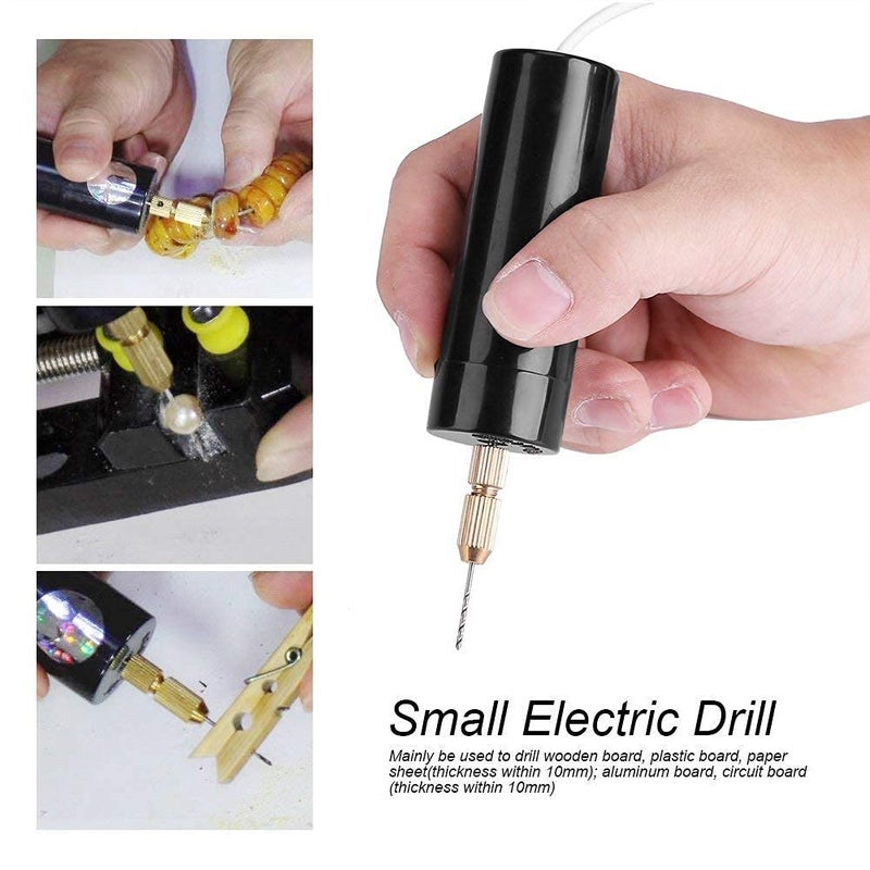 COYRASTH COYRASTH Micro Electric Portable Hand Drill Set Mini Electric Pin for Arts Crafts Jewelry Making Miniature DIY Craft and Pendant Making Supplies Set of 1 - Image 2