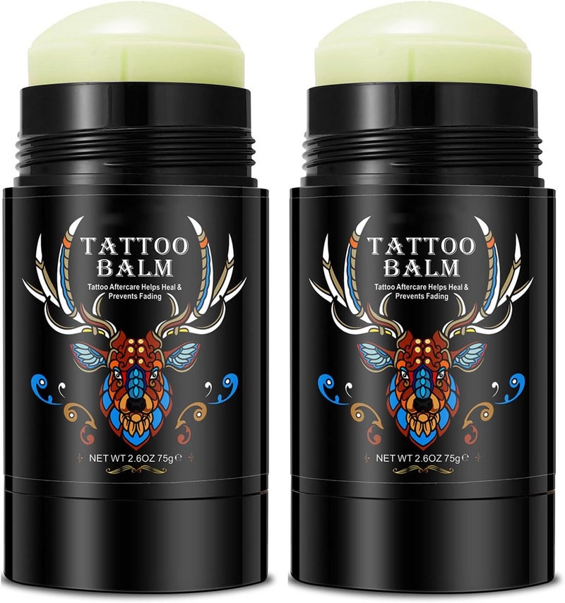 2pack Tattoo Aftercare Butter Balm, 2.6 oz, Old & New Tattoo Moisturizer Healing Brightener for Color Enhance, Natural Tattoo Cream - Image 1