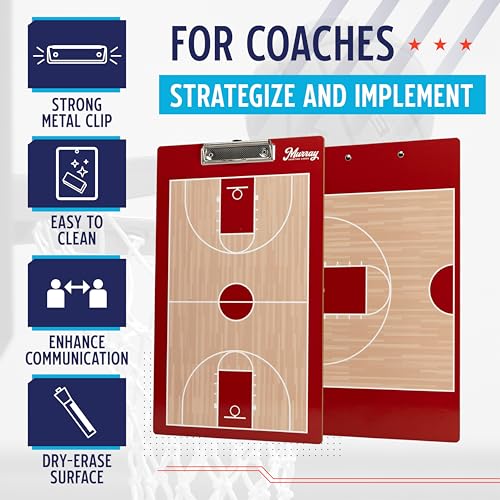 Murray Sporting Goods Basketball Team Colors Dry Erase Coaches Clipboard Red - Image 3