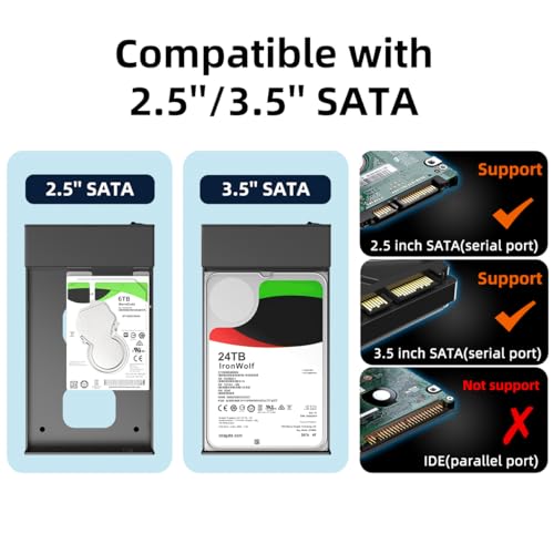 MAIWO حاوية القرص الصلب الخارجي MAIWO (6Gbps) مع موسع محور لقرص SATA SSD HDD بحجم 3.5 و 2.5 بوصة USB C إلى SATA III مع UASP، 1 منفذ USB C محور/2 منفذ USB A محور 10Gbps، متوافق مع Seagate و Samsung و Xbox - Image 5