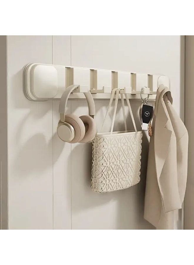 حامل الخطاف ذو الكوب الشفاف الأبيض المثبت على الحائط القابل للطي فوق شماعة الباب - Image 1