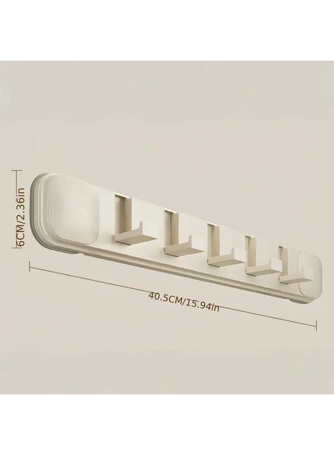 حامل الخطاف ذو الكوب الشفاف الأبيض المثبت على الحائط القابل للطي فوق شماعة الباب - Image 4