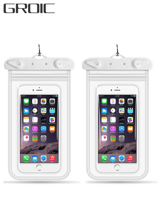 GROIC 2Pcs Waterproof Bag Case Cover Waterproof Phone Pouch Universal IPX8 IP15 Waterproof Phone Case Dry Bag with Lanyard 20CM*11CM - Image 1