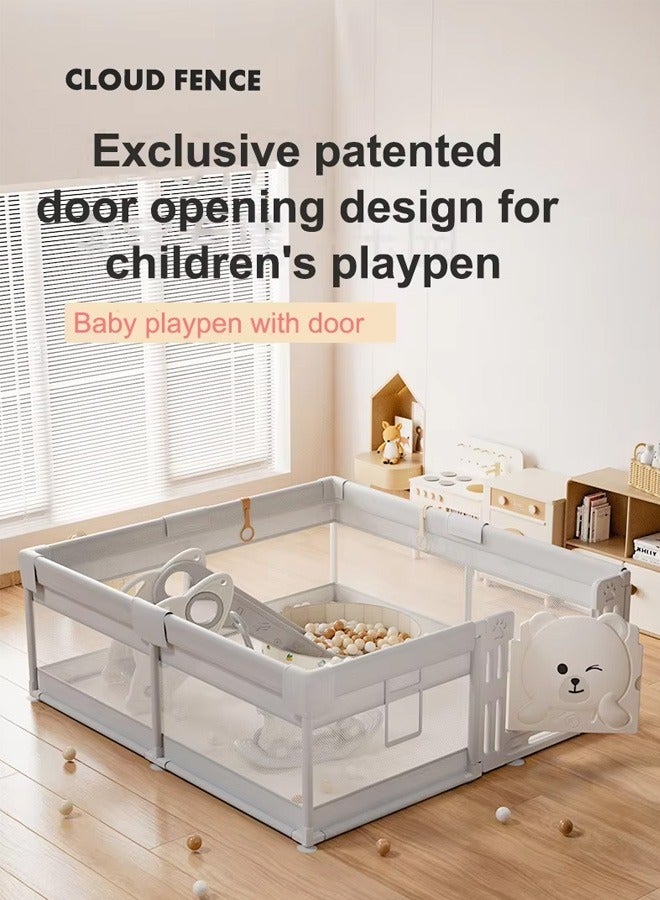 Baby Playpen, 200 * 180cm Playpen for Toddlers, with Door and Suction Cup, Baby Safe Activity Center, Large Playpen, Baby Playpen with Breathable Mesh, Safe Playpen for Toddlers - Image 2