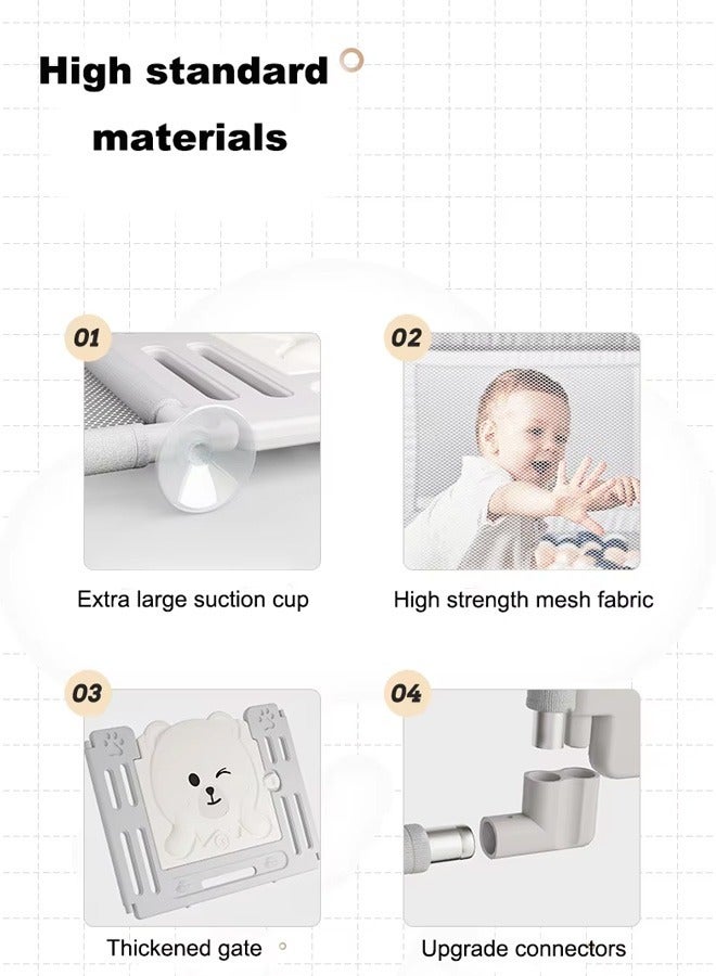 Baby Playpen, 200 * 180cm Playpen for Toddlers, with Door and Suction Cup, Baby Safe Activity Center, Large Playpen, Baby Playpen with Breathable Mesh, Safe Playpen for Toddlers - Image 5