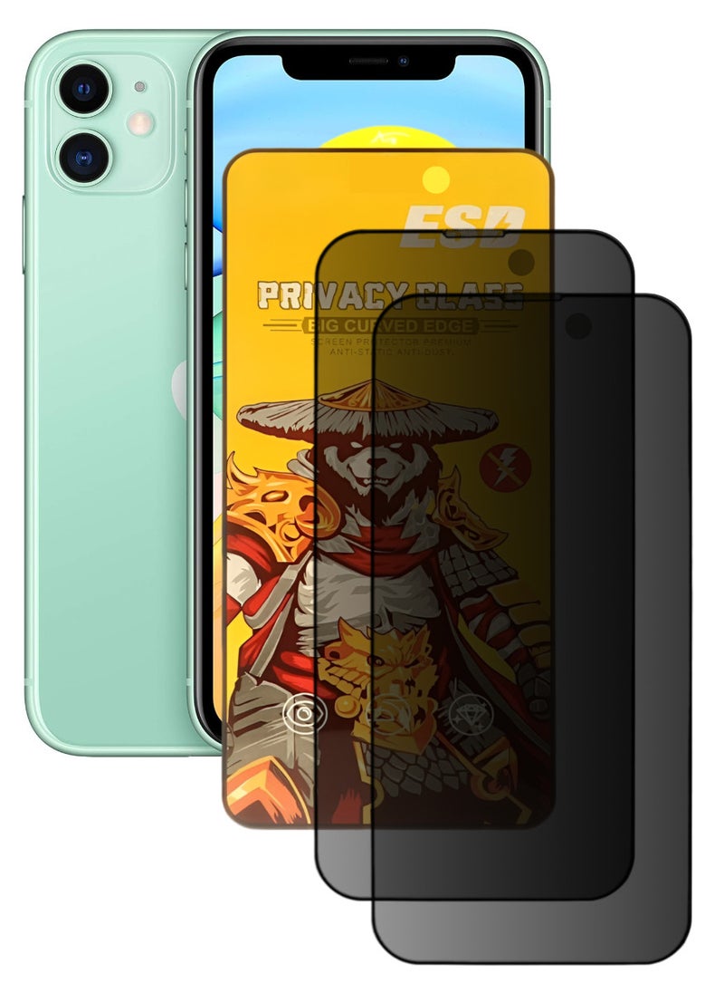 ESD 2 Pieces Tempered Dustproof Privacy Glass Screen Protector Compatible For iPhone 11 - Image 1